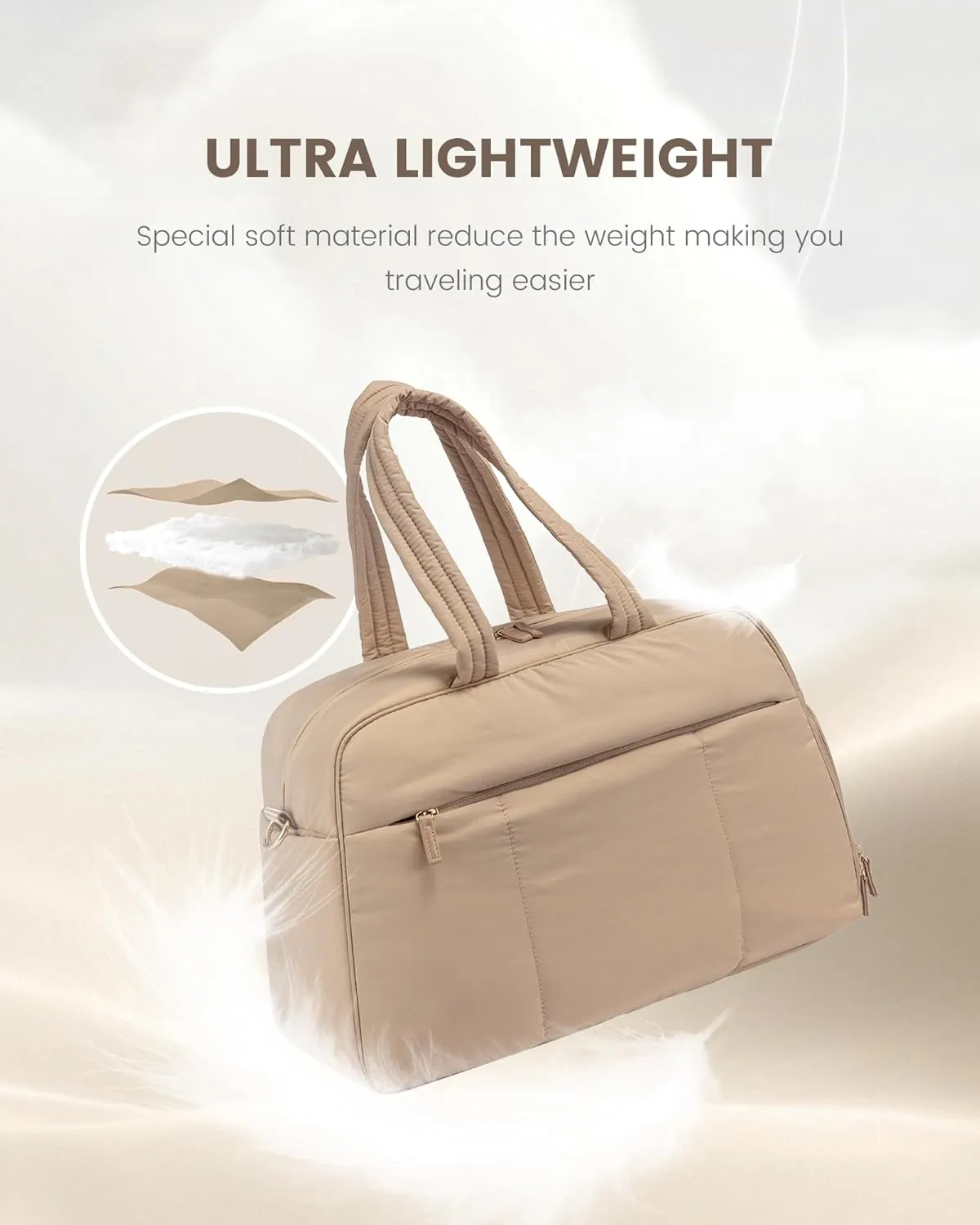 LOVEVOOK Women's Travel Duffel Bag, Gym Bag with Shoe Compartment, Carry On Weekender, Water Resistant Puffer Bag for Sports, Gym