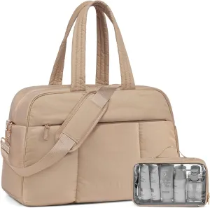 LOVEVOOK Women's Travel Duffel Bag, Gym Bag with Shoe Compartment, Carry On Weekender, Water Resistant Puffer Bag for Sports, Gym