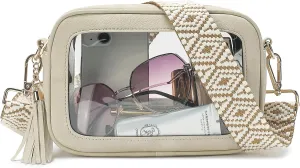 LOXOMU Clear Crossbody Bag Stadium Approved - Waterproof Clear Purses for Women Stadium Bag with Adjustable Guitar Strap