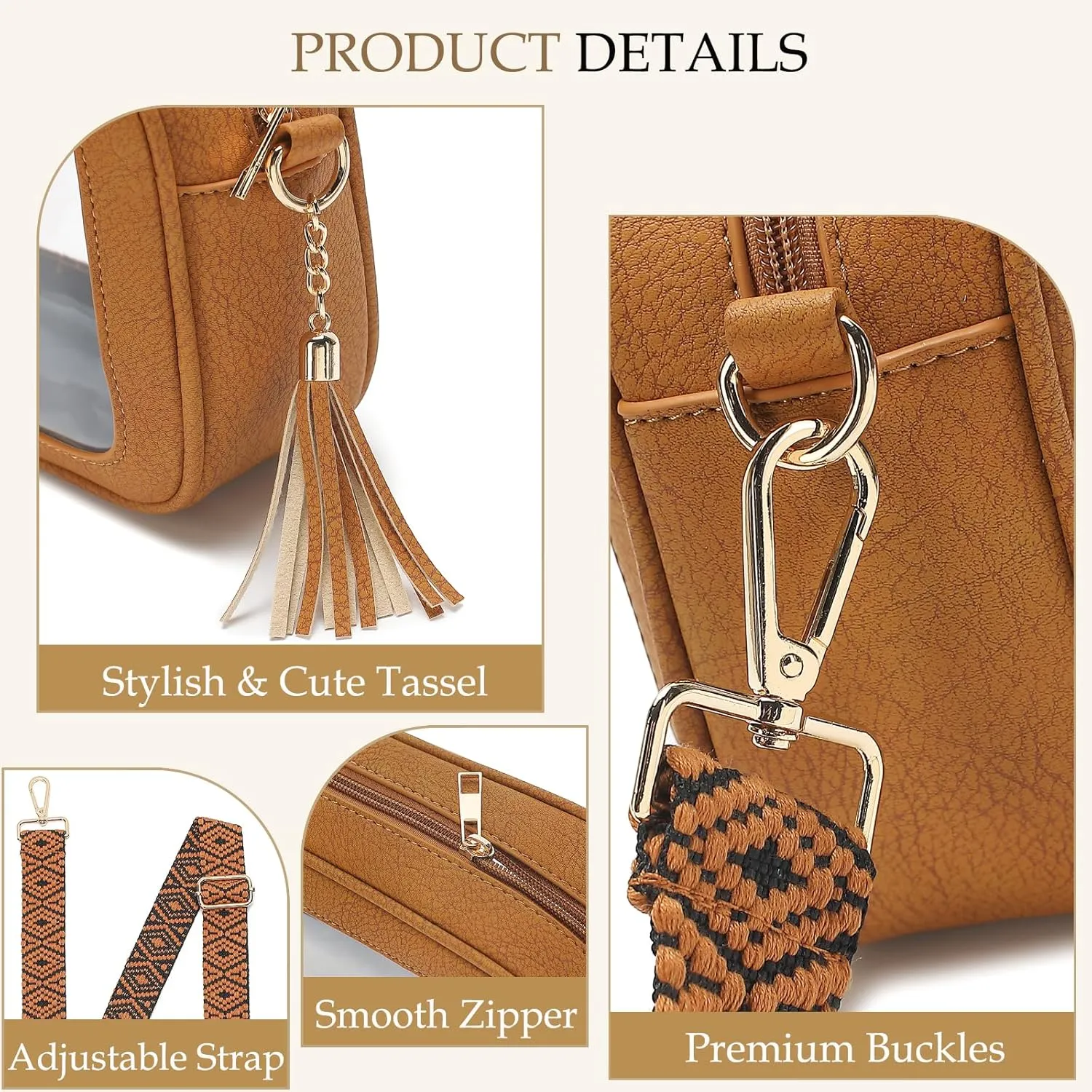LOXOMU Clear Crossbody Bag Stadium Approved - Waterproof Clear Purses for Women Stadium Bag with Adjustable Guitar Strap