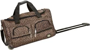 Luggage Rolling Duffle Bag, Leopard (22" L x 12" W x 11" H), Stylish Soft-Sided Bag with Heavy Duty Construction and Easy Mobility