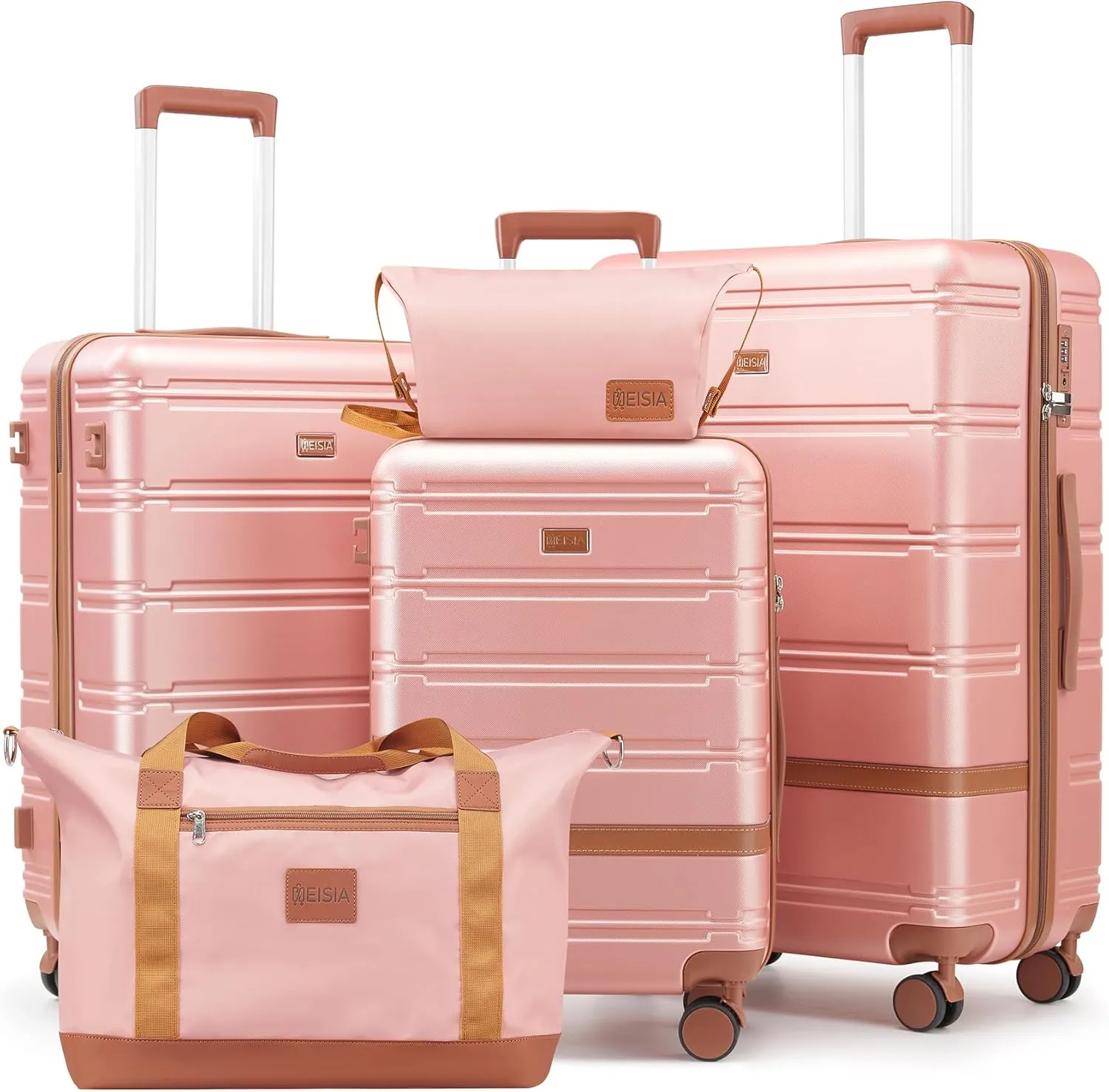 Luggage Sets 3 Piece, Suitcases with Wheels, Hardshell Suitcase Set, PC ABS Carry on Luggage Set with TSA Lock, Travel Luggage (Pink)