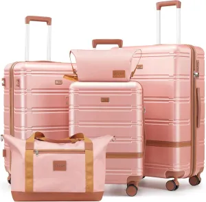 Luggage Sets 3 Piece, Suitcases with Wheels, Hardshell Suitcase Set, PC ABS Carry on Luggage Set with TSA Lock, Travel Luggage (Pink)