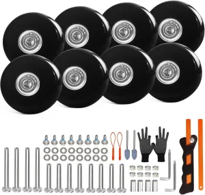 Luggage Wheels Replacement Set 8PC 2in/50mm Ball Bearing Wheels Repair Kit for Spinner Suitcase Trolley Bag In-Line Skate Draw-bar Travel Box, 90102