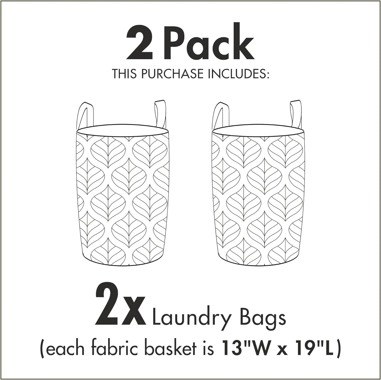 Lunarable Eiffel Tower Laundry Bag Pack of 2, France Paris Oh La La Eiffel Tower Hearts Calligraphy Doodle Style Art, Hamper Basket with Handles Drawstring Closure, 13" x 19", Pink Black