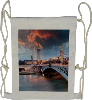 Lunarable Paris Drawstring Backpack, Palace Peaceful Waterscape, Sackpack Bag