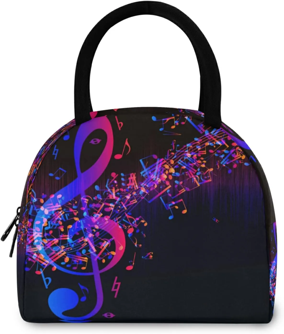 Lunch Bag Abstract Music Note Art Painting Insulated Lunch Box Leakproof Zippered Lunch Tote Bag Large Cooler Bag with Front Pocket for Women/Men Work School Girl Boy