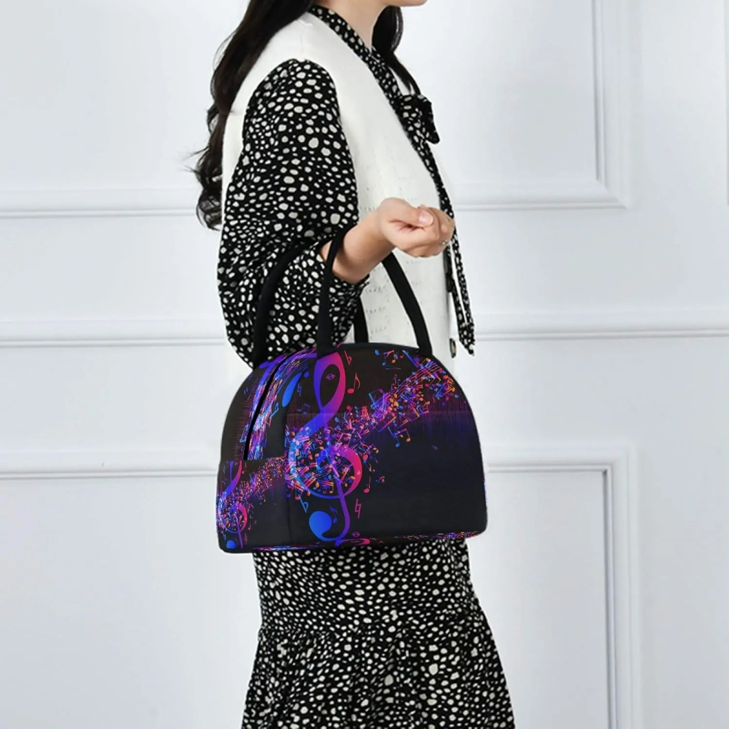 Lunch Bag Abstract Music Note Art Painting Insulated Lunch Box Leakproof Zippered Lunch Tote Bag Large Cooler Bag with Front Pocket for Women/Men Work School Girl Boy