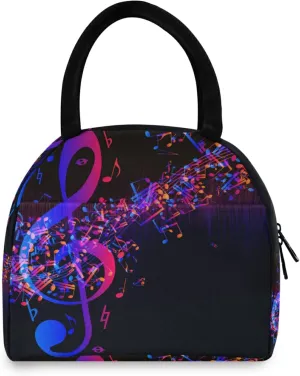 Lunch Bag Abstract Music Note Art Painting Insulated Lunch Box Leakproof Zippered Lunch Tote Bag Large Cooler Bag with Front Pocket for Women/Men Work School Girl Boy