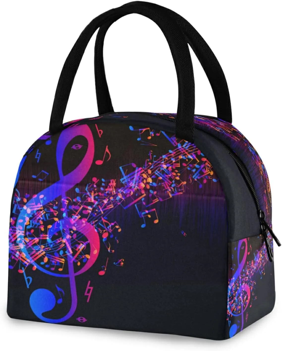 Lunch Bag Abstract Music Note Art Painting Insulated Lunch Box Leakproof Zippered Lunch Tote Bag Large Cooler Bag with Front Pocket for Women/Men Work School Girl Boy
