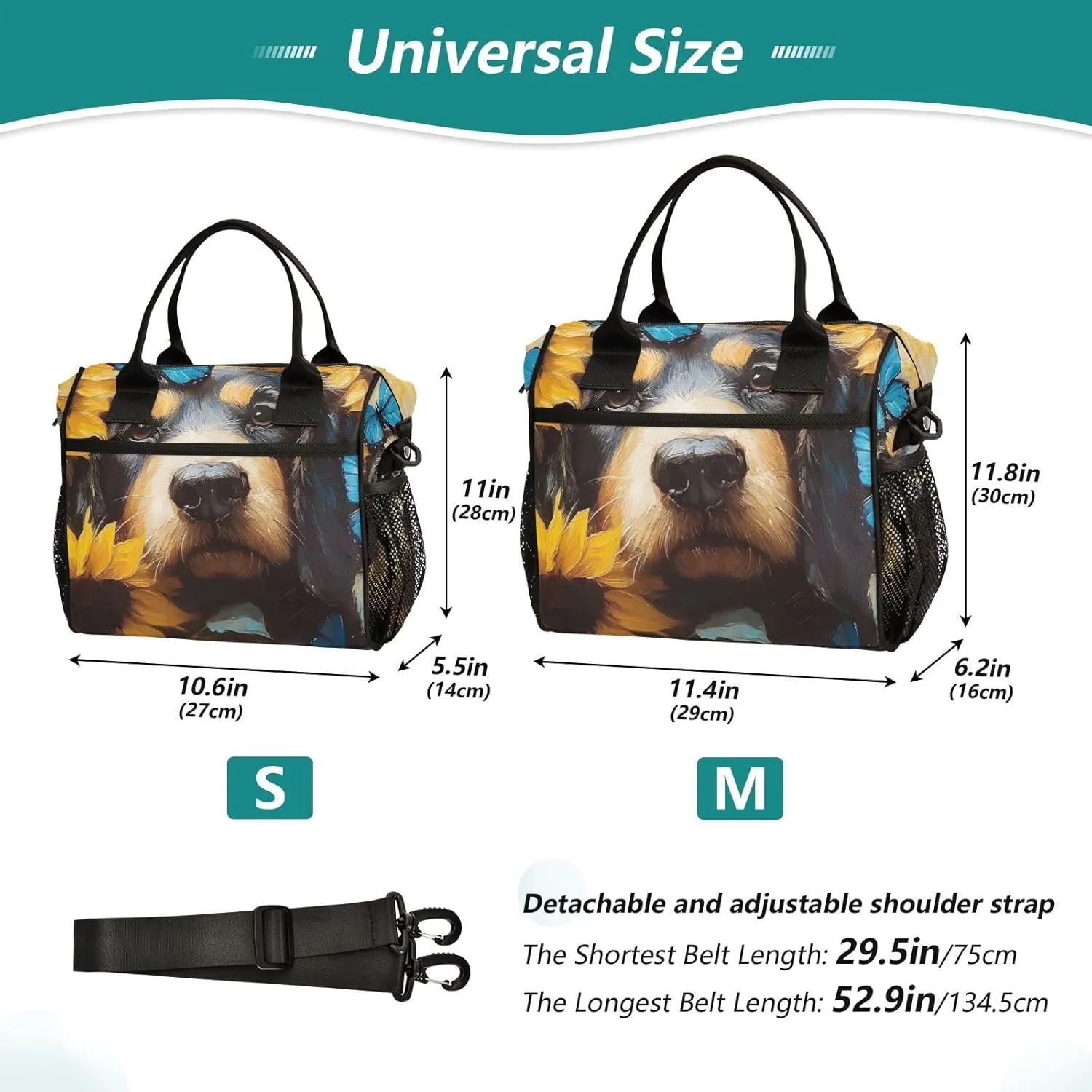 Lunch Box Lunch Bag Bloodhound Dog Sunflower for Women Men Reusable Insulated Tote Shoulder Bag for Outdoor Picnic Camping