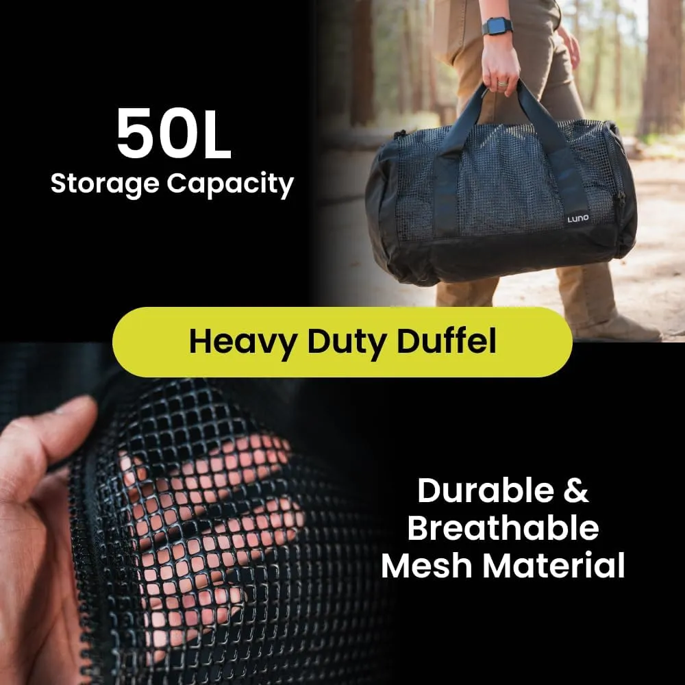 LUNO Mesh Gear Duffle Bag - M 50L | Heavy-duty Material | Packable Design