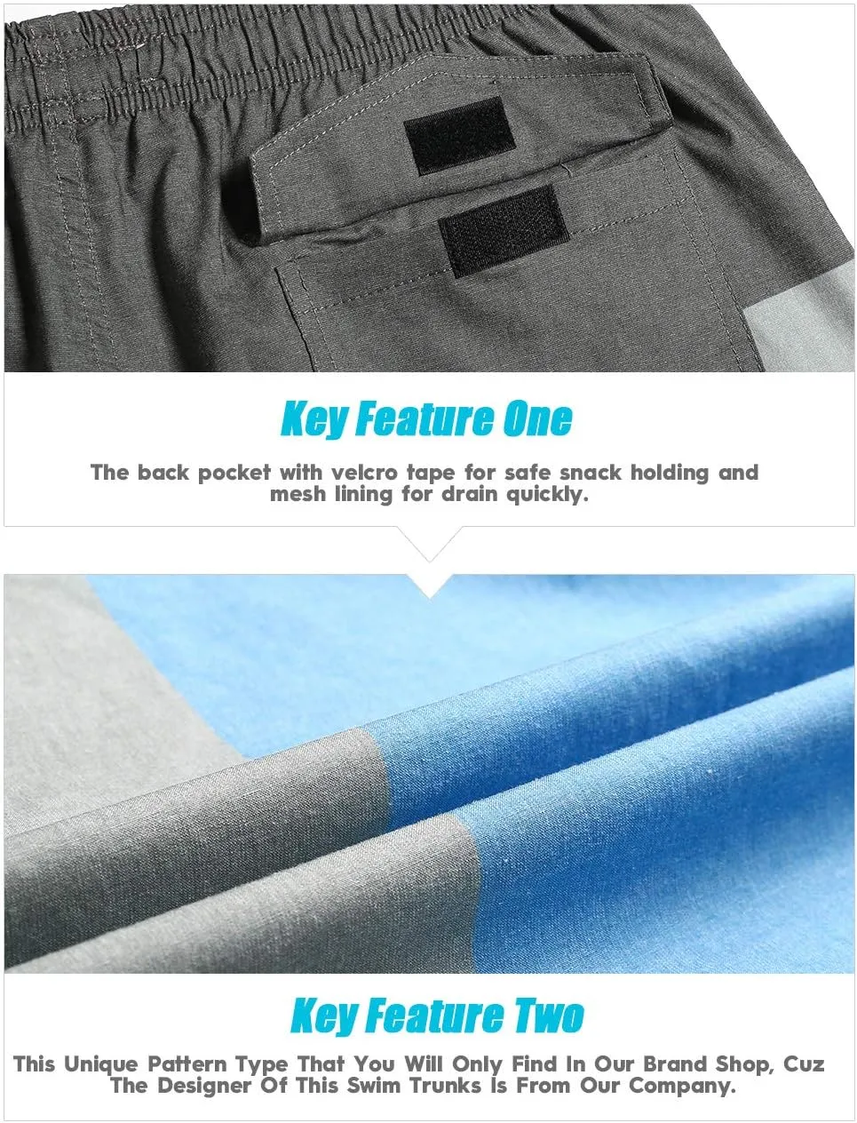 maamgic Mens 7" Stretch Swim Trunks Quick Dry Mesh Lining Swimwear Bathing Suits