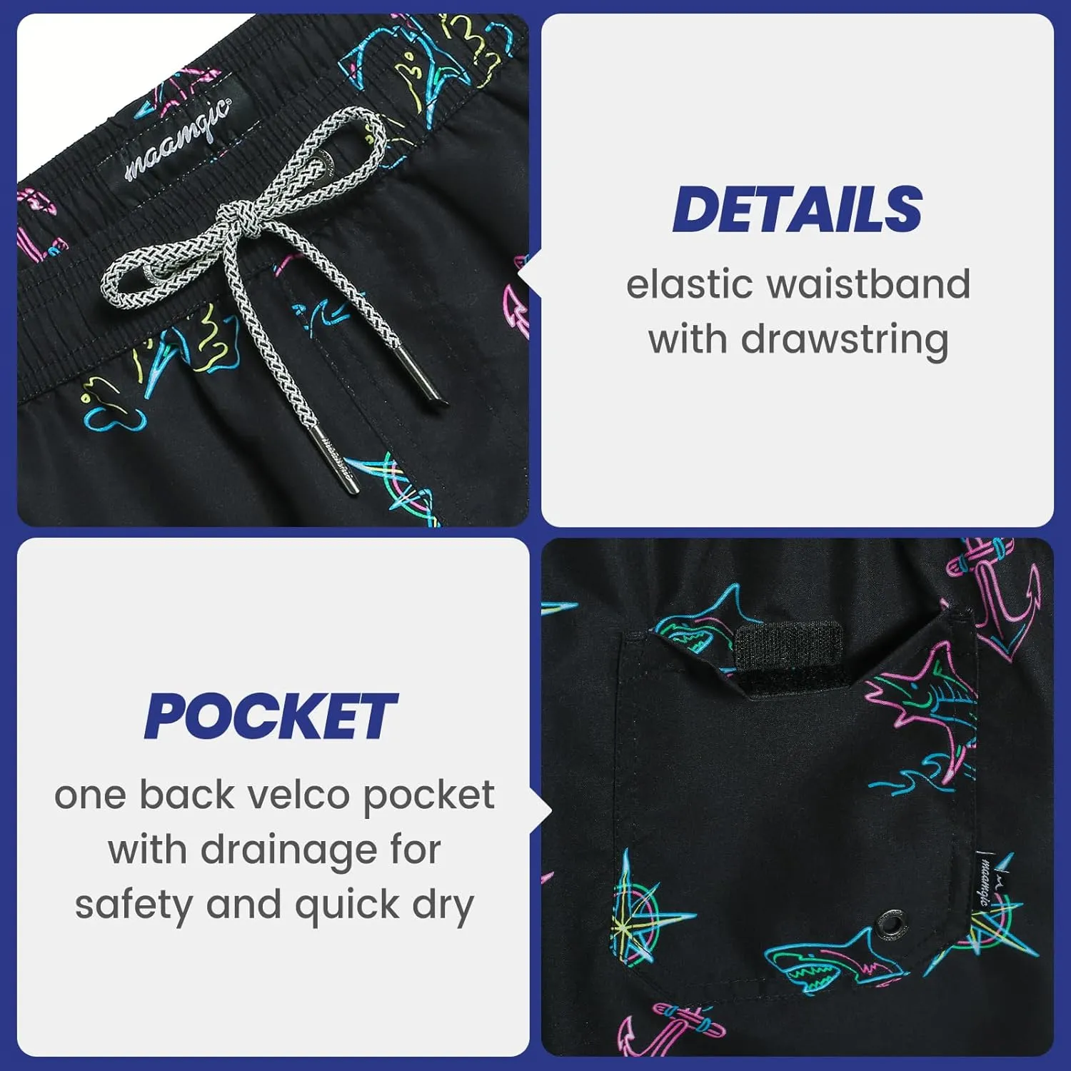 maamgic Mens Swim Trunks 5" with Mesh Lining Quick Dry Bathing Suits for Men Swim Shorts Swimwear