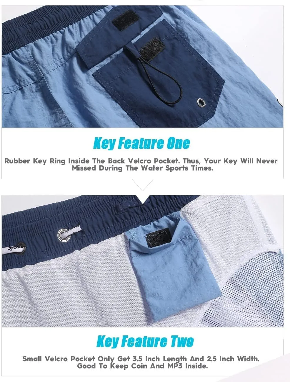 maamgic Mens Swim Trunks 5" with Mesh Lining Quick Dry Bathing Suits for Men Swim Shorts Swimwear