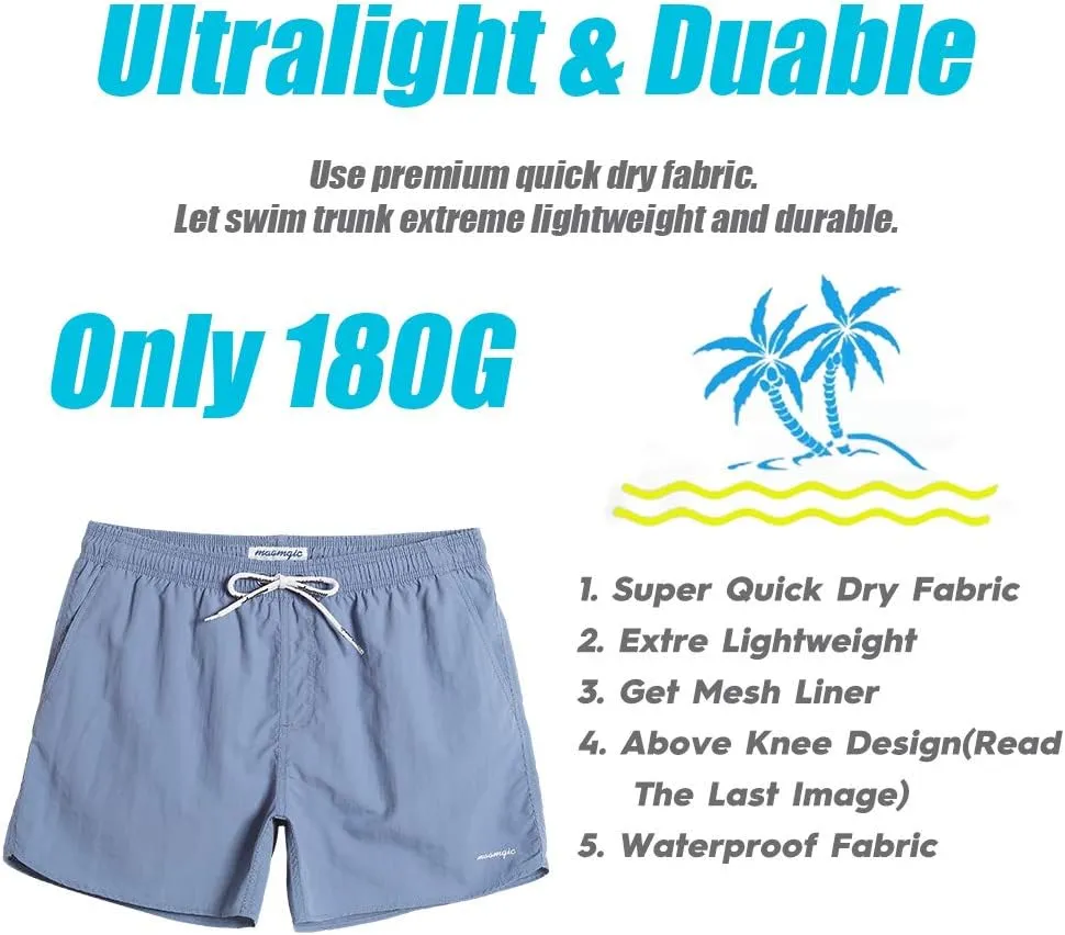 maamgic Mens Swim Trunks 5" with Mesh Lining Quick Dry Bathing Suits for Men Swim Shorts Swimwear