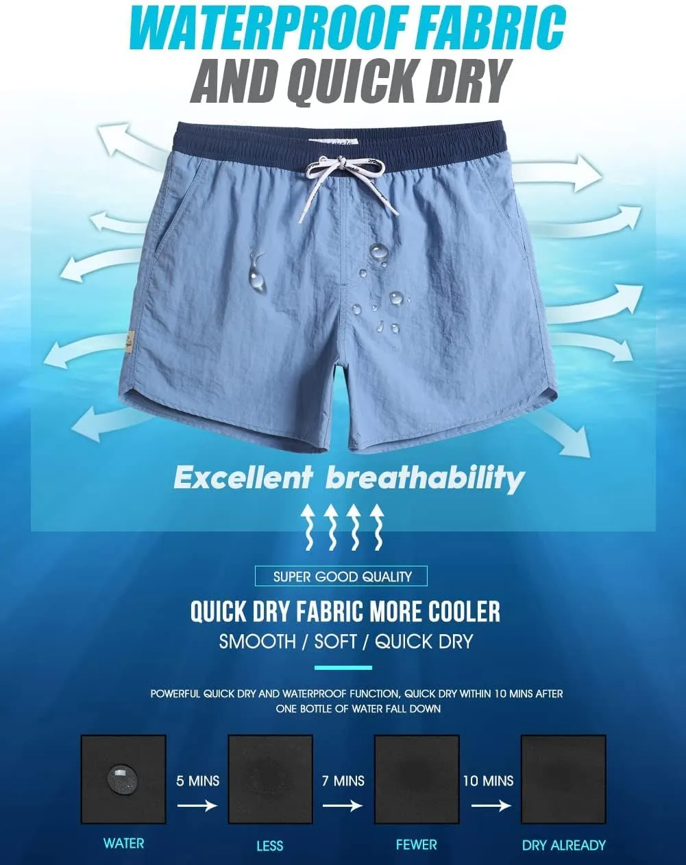 maamgic Mens Swim Trunks 5" with Mesh Lining Quick Dry Bathing Suits for Men Swim Shorts Swimwear