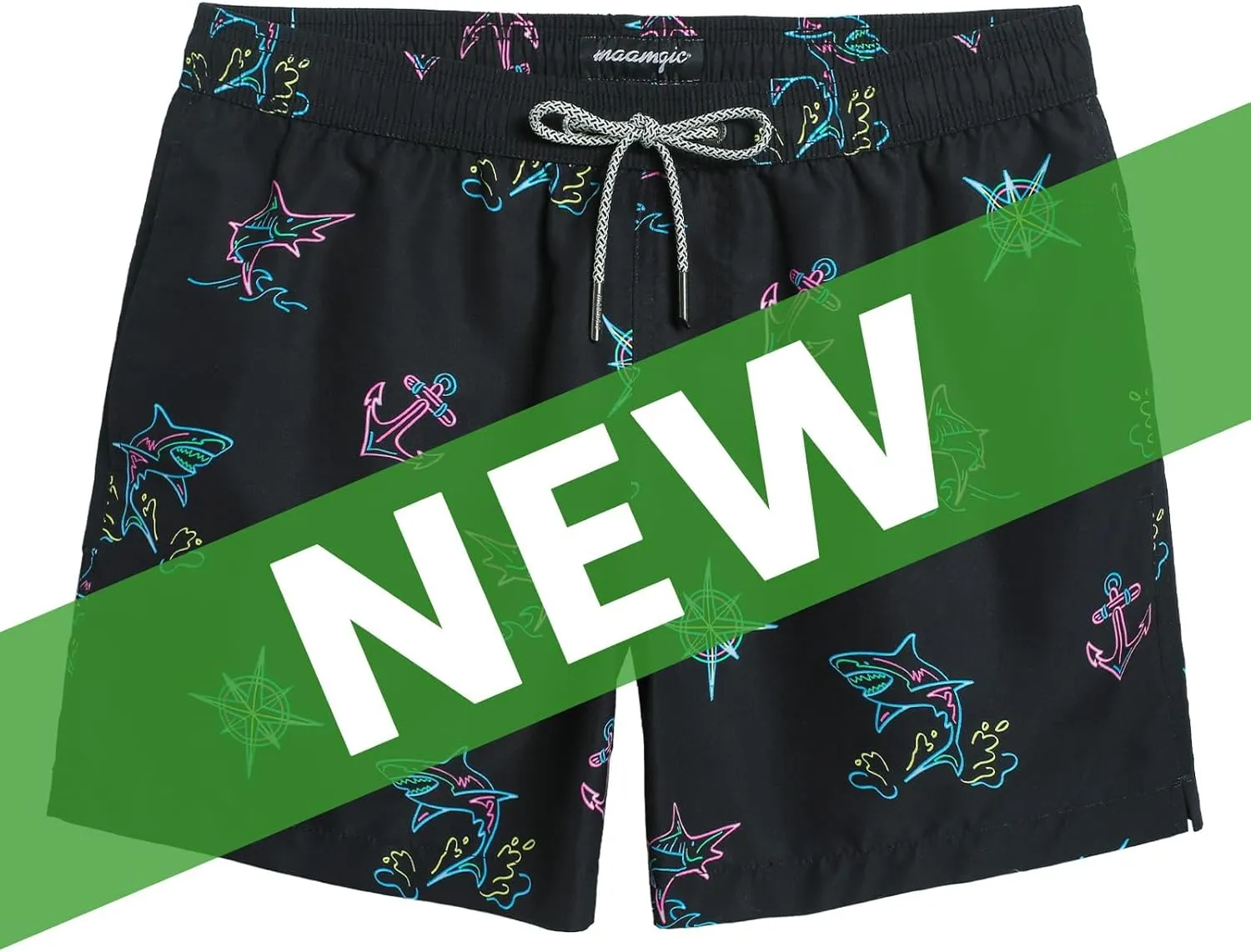 maamgic Mens Swim Trunks 5" with Mesh Lining Quick Dry Bathing Suits for Men Swim Shorts Swimwear