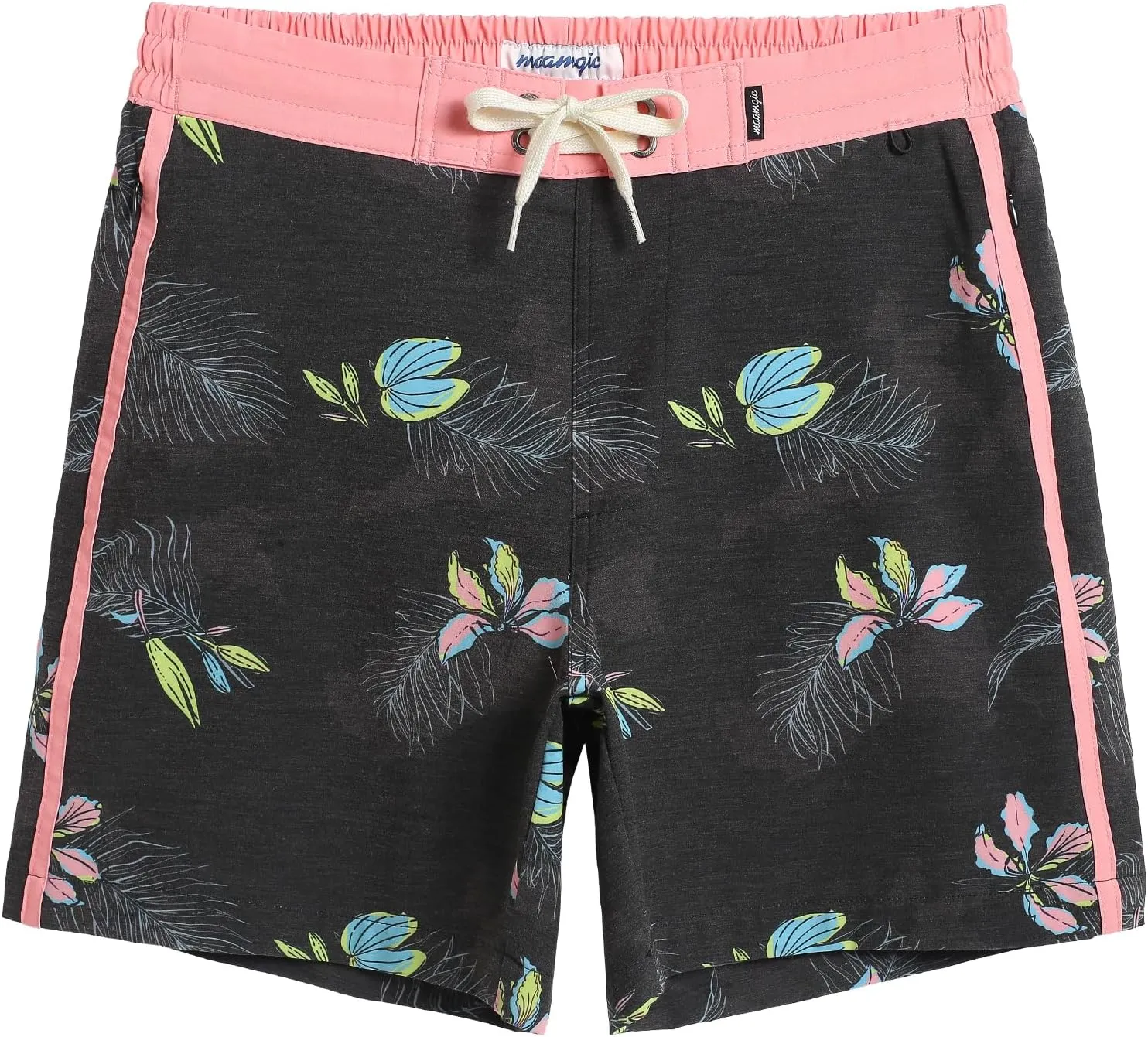 maamgic Men's Swim Trunks Board Shorts Vintage Beach Shorts 4 Way Stretch Quick Dry with Zipper Pockets