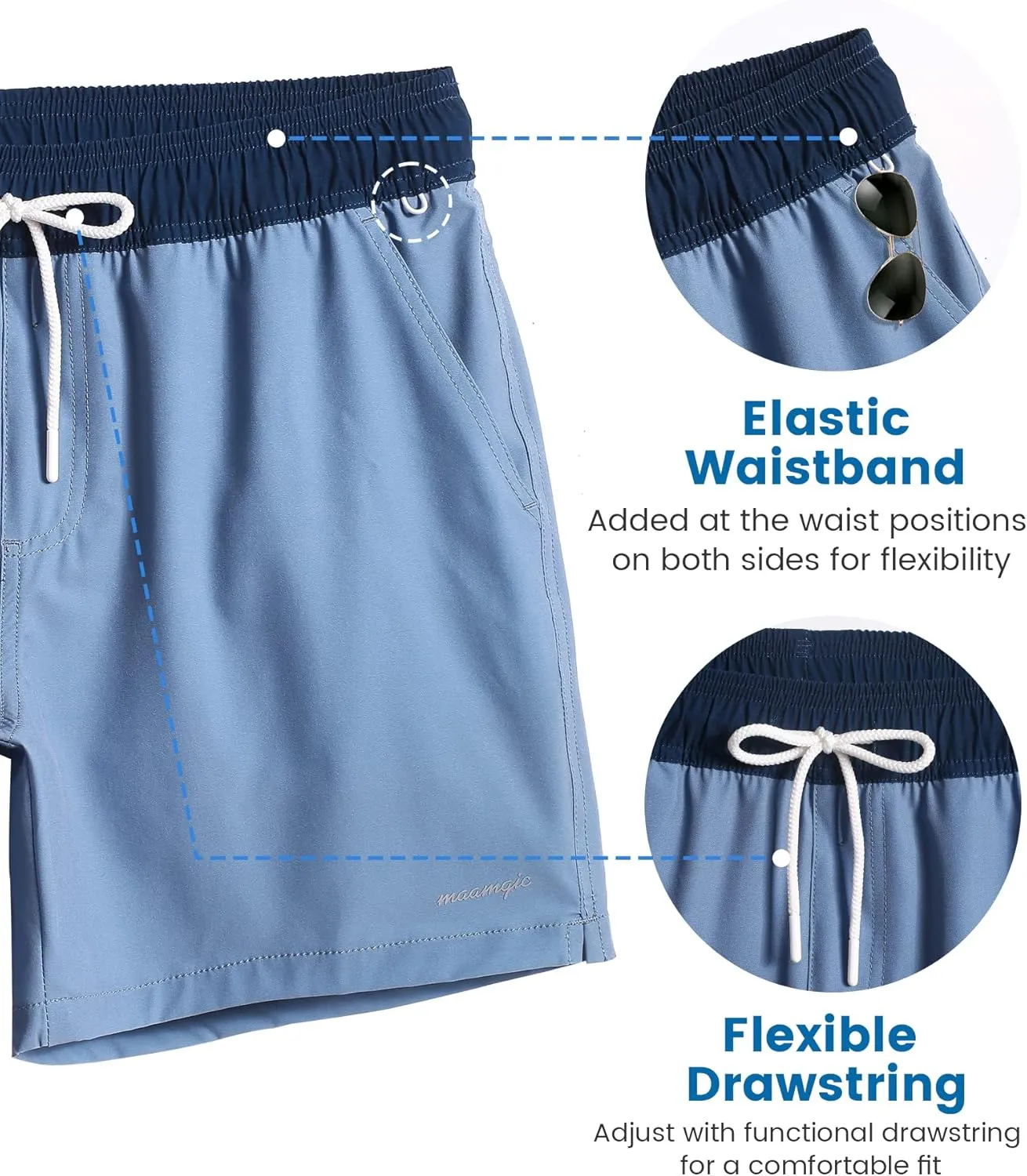 maamgic Workout Shorts for Men 5 Inch Gym Running Shorts Mens Stretch Quick Dry Athletic Shorts with Mesh Pockets