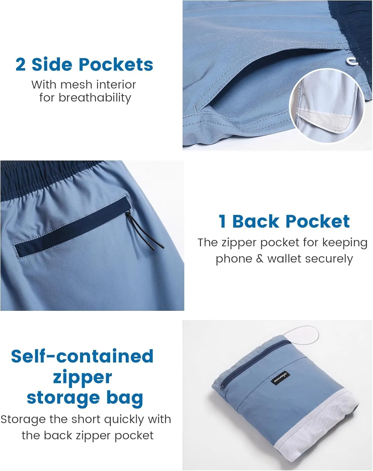 maamgic Workout Shorts for Men 5 Inch Gym Running Shorts Mens Stretch Quick Dry Athletic Shorts with Mesh Pockets