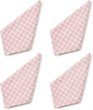 MACKENZIE-CHILDS Set of 4 Cotton Napkins, Cloth Dinner Napkins, Pink Check