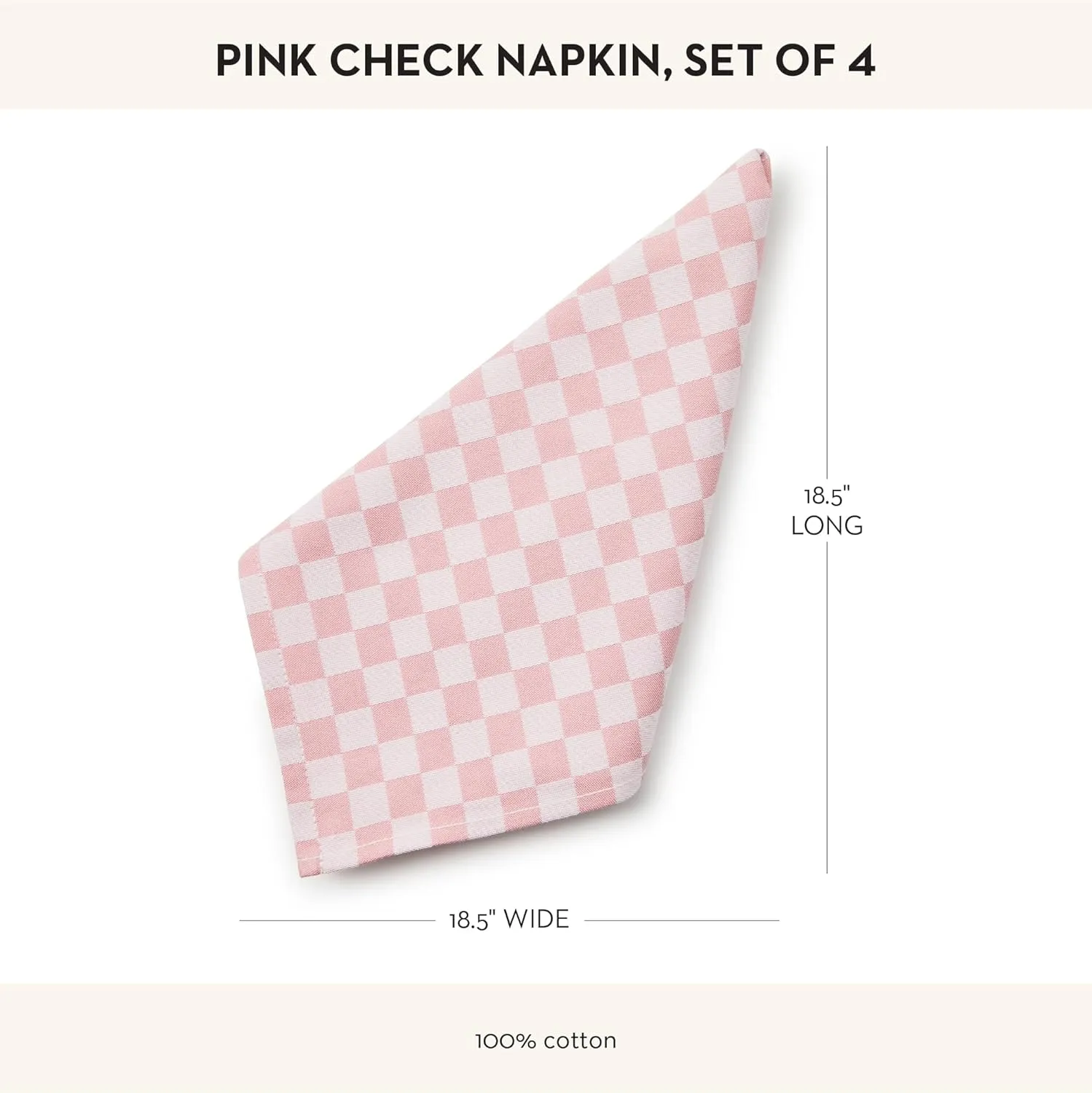 MACKENZIE-CHILDS Set of 4 Cotton Napkins, Cloth Dinner Napkins, Pink Check