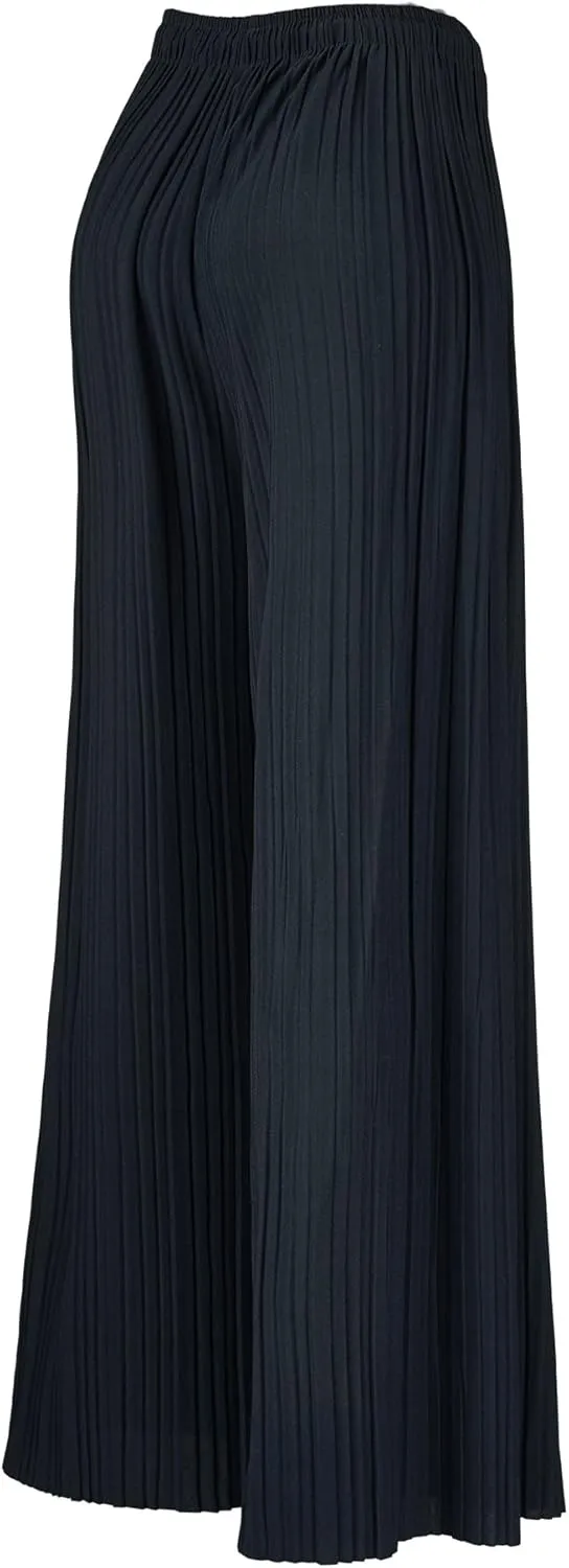 Made By Johnny Women's Pleated Wide Leg Palazzo Pants with Drawstring