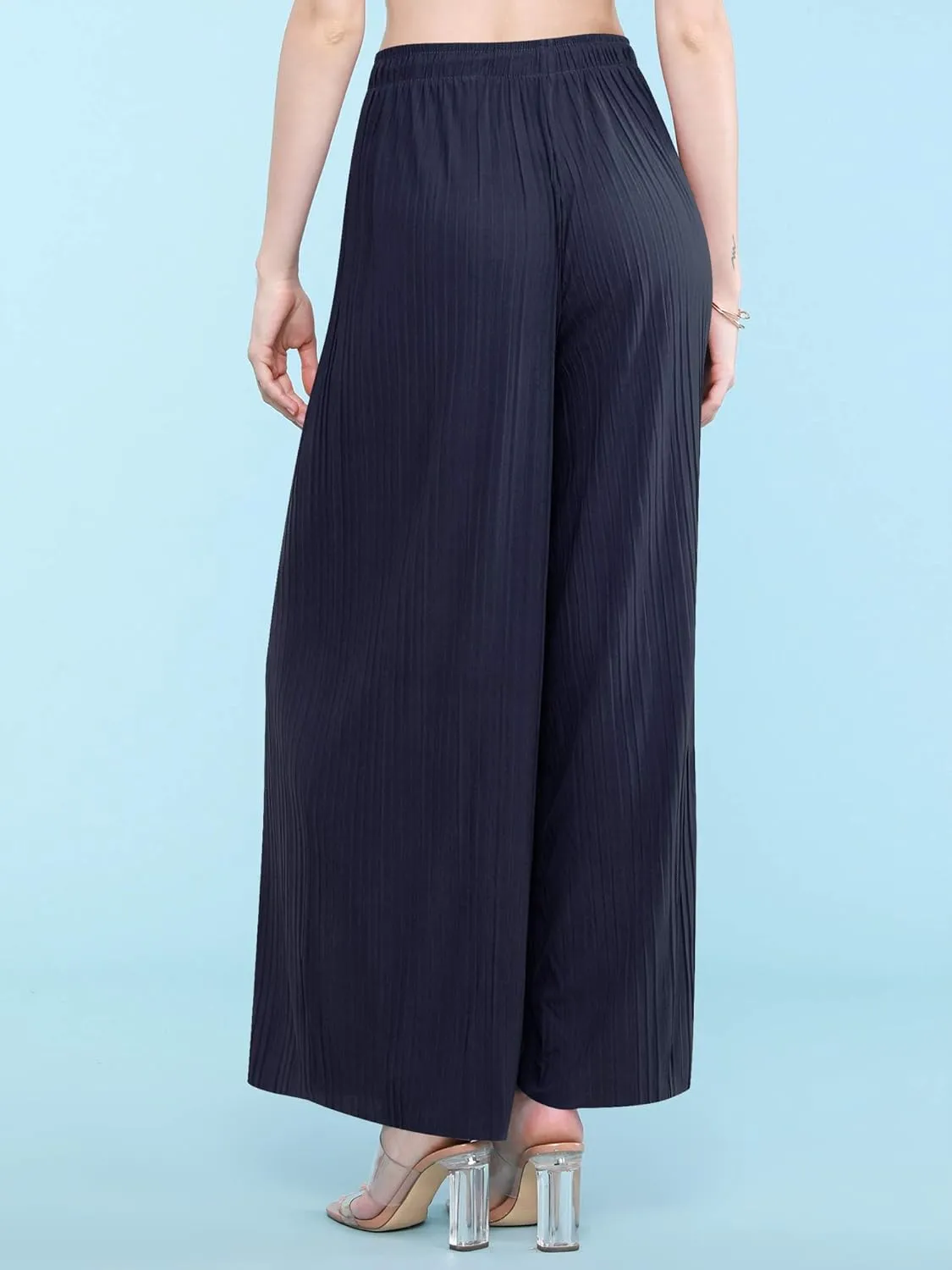 Made By Johnny Women's Pleated Wide Leg Palazzo Pants with Drawstring
