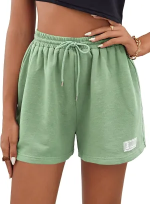 MakeMeChic Women's Casual Drawstring Waist Sweat Shorts Running Track Shorts