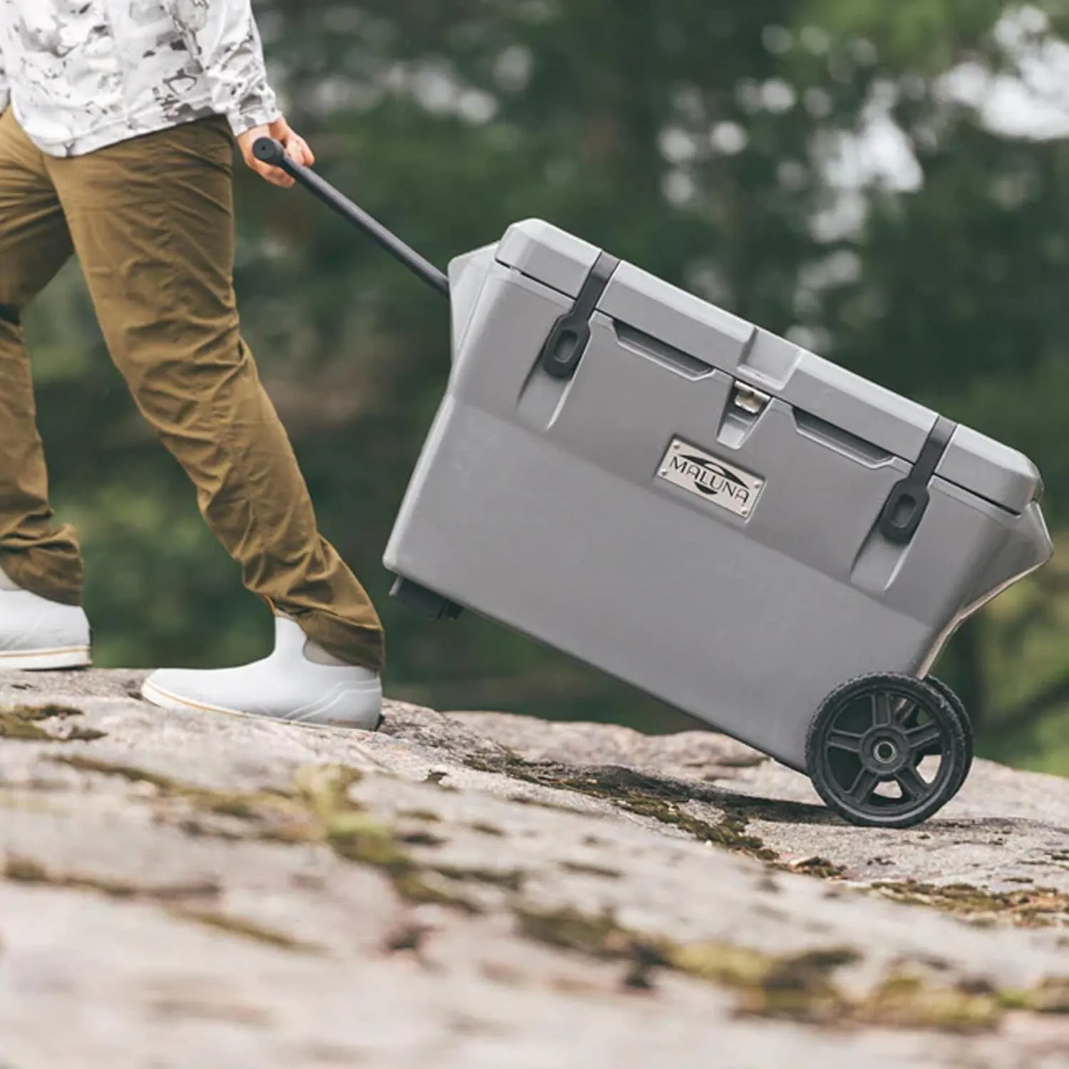 Maluna 50 Quart Wheeled Hard Cooler| Rotomolded | Insulated Portable Ice Chest Box for Drinks, Beverages, Beach, Camping, Picnic, Hunting, Fishing, Boating | Made in USA