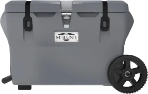 Maluna 50 Quart Wheeled Hard Cooler| Rotomolded | Insulated Portable Ice Chest Box for Drinks, Beverages, Beach, Camping, Picnic, Hunting, Fishing, Boating | Made in USA
