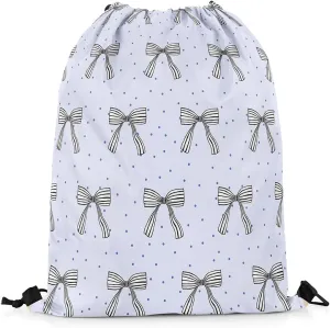 Manfei Cute Bowknot Draw String Bag,Dreamy Princess Style Bow-tie Polka Dots Drawstring Backpack for Gym Sports,Bowknots Kawaii Blue Large Capacity Sackpack,Waterproof