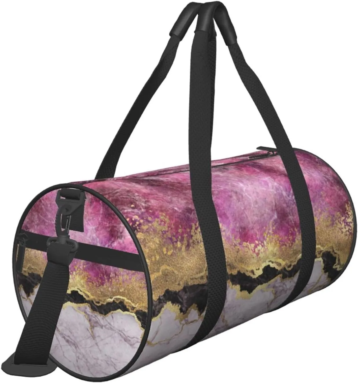 Marble Abstract Purple Pink Gold Modern Foldable Duffle Bag For Women - Workout Bag For Gym Men - Boy Gym Bag - Girls Small Weekender Duffel Bag - Packable Luggage Bag For Travel Sports