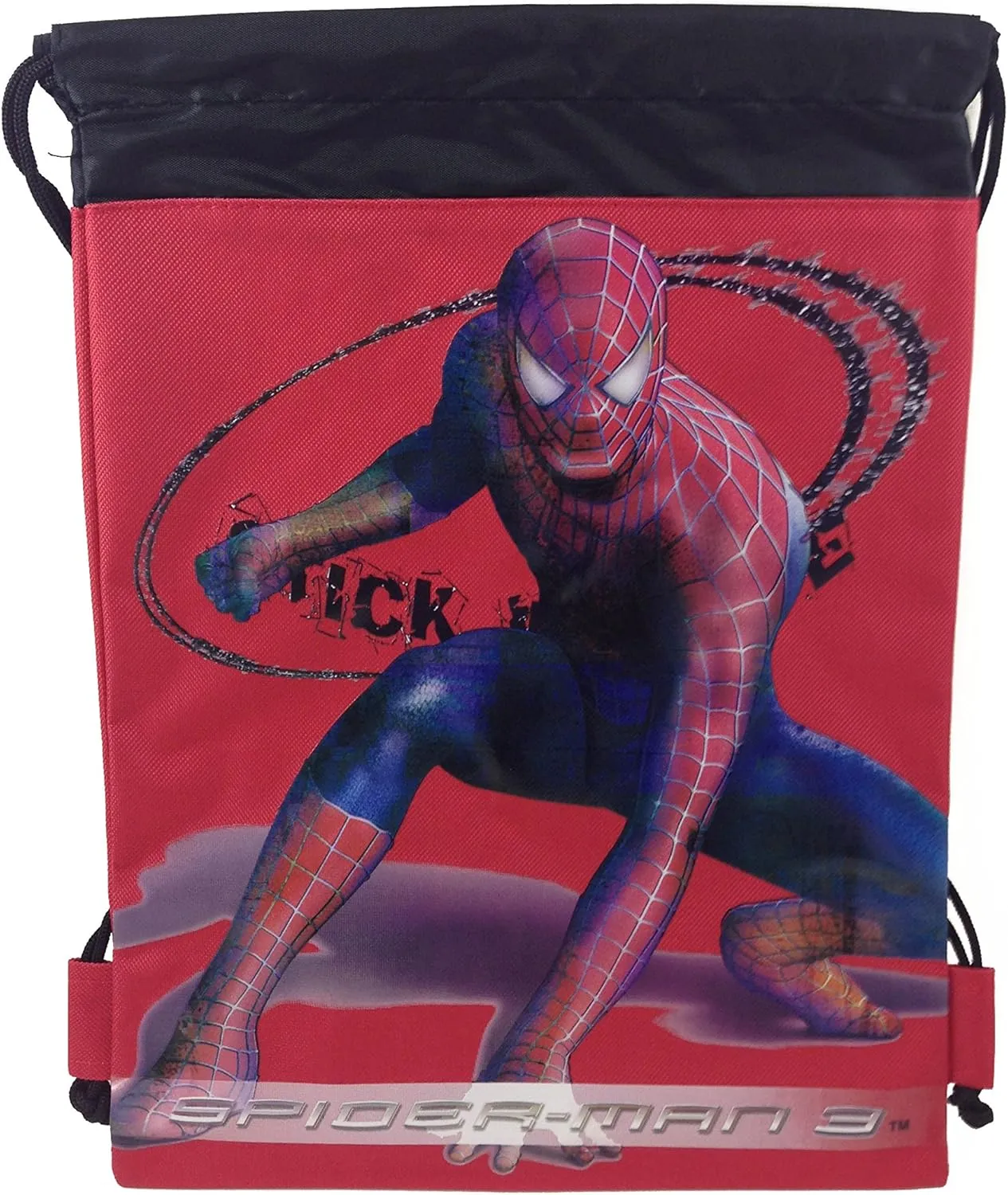 Marvels Spiderman 10" X 14" Drawstring Backpack Heavy Duty Nylon Tote Bag Color (Blue, Red, or Black)