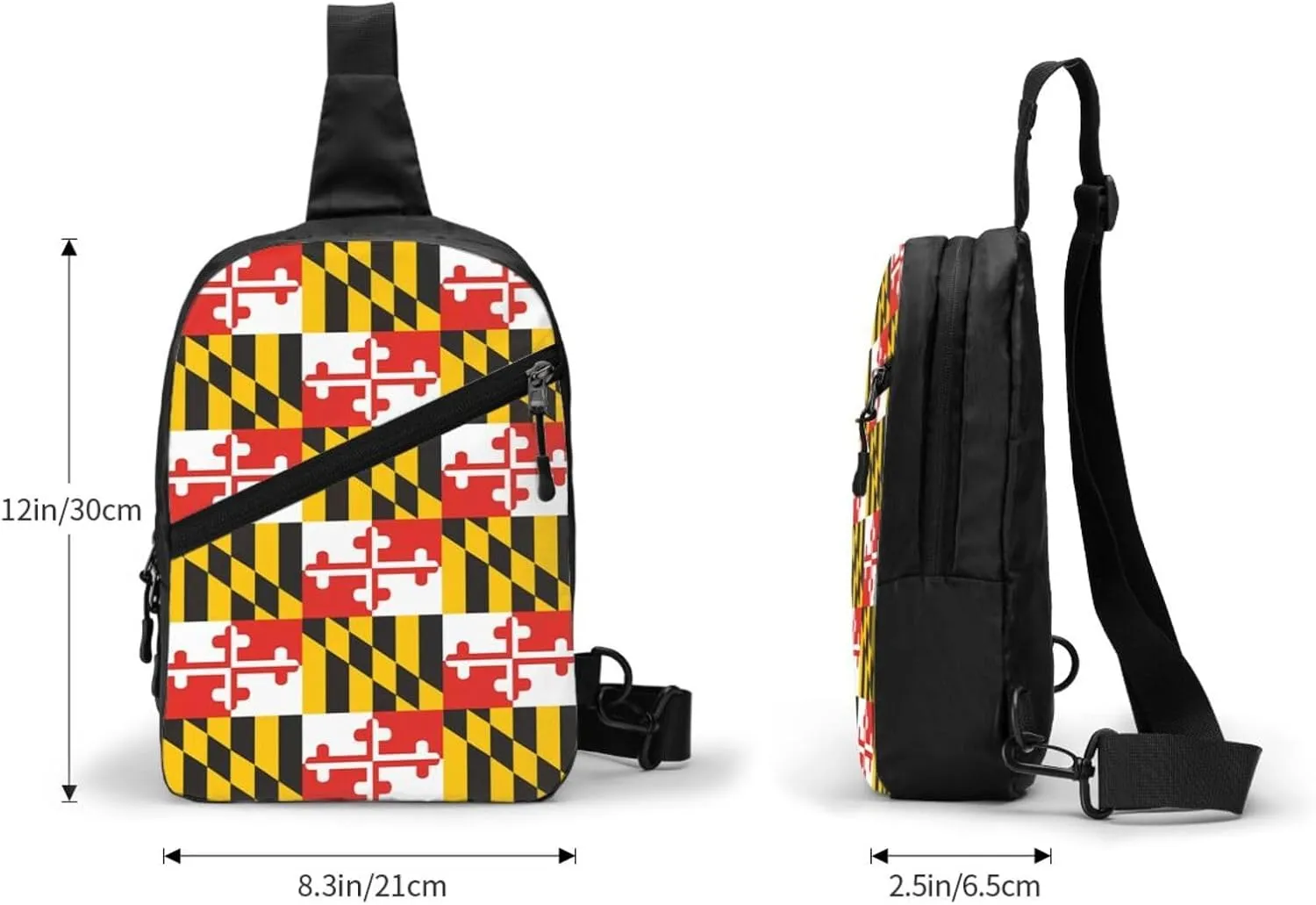 Maryland State Fla Packable Crossbody Bag Portable Sling Bags Foldable Travel Daypack Reusable Sports Shoulder Backpack Diagonally Chest Bag for Workout