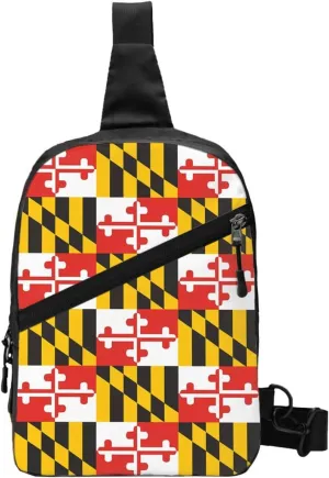 Maryland State Fla Packable Crossbody Bag Portable Sling Bags Foldable Travel Daypack Reusable Sports Shoulder Backpack Diagonally Chest Bag for Workout