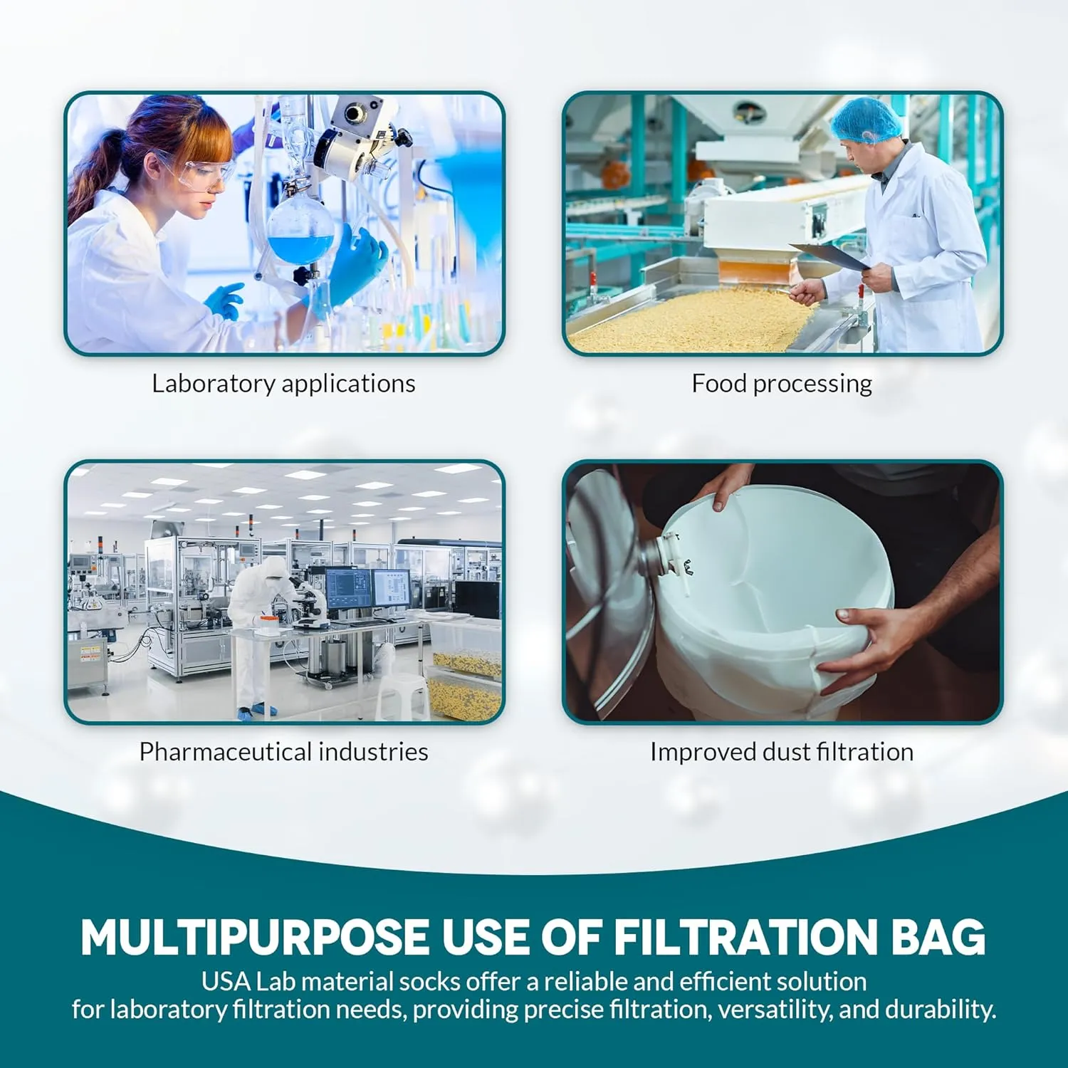 Material Socks for Industrial and Laboratory Liquid Solid Separation, Filtration Bag Accessory with Drawstring Closure, Extraction and Purification of Substances, 4 x 36 Inches 100 Micron