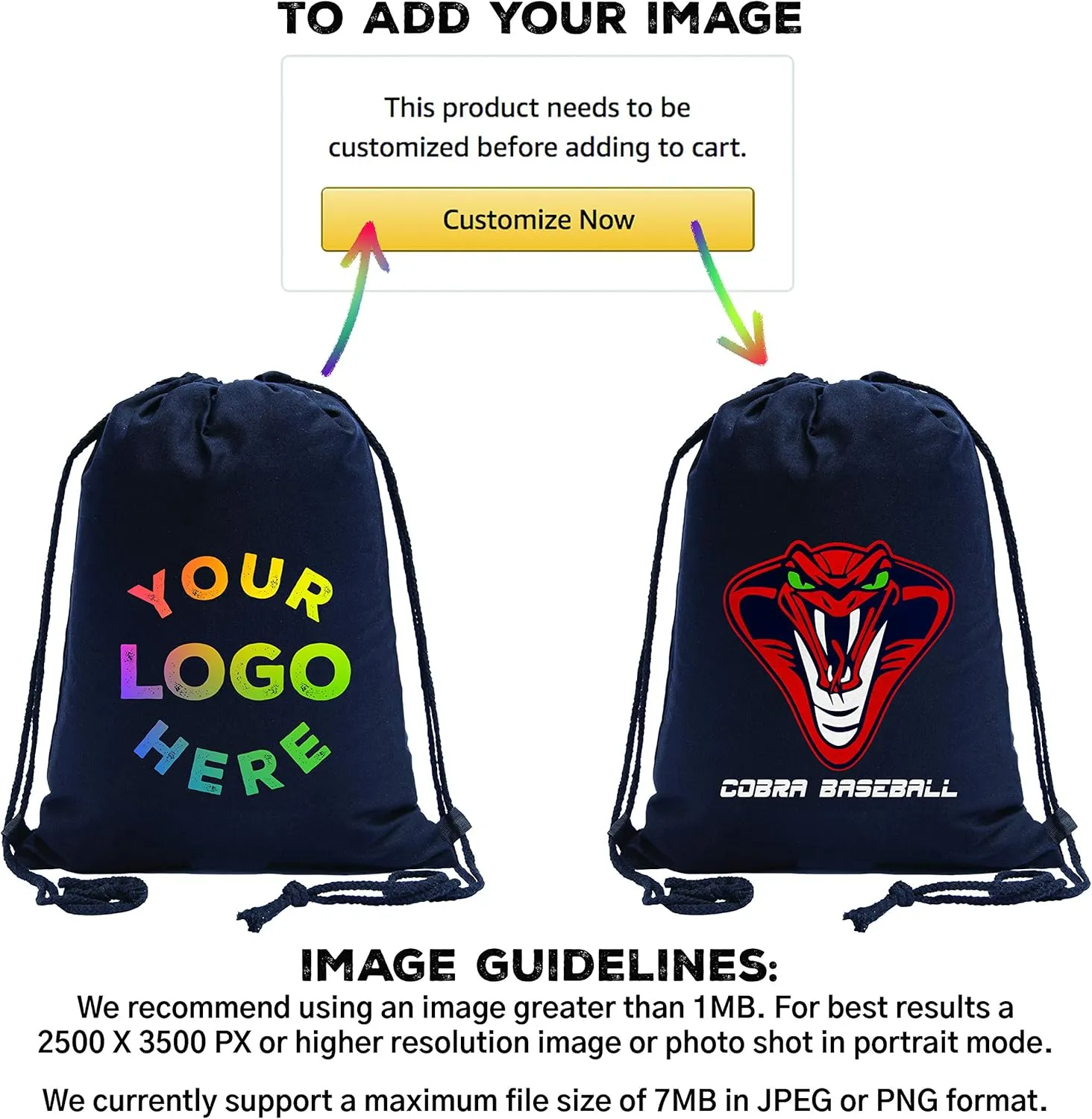 Mato & Hash Personalized Drawstring Backpacks, Insert your logo here Cotton String Bags