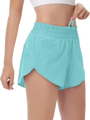 MCEDAR Women's Running Shorts Mesh Liner Quick Dry Athletic Gym Track Workout Shorts with Elastic and Zip Pocket