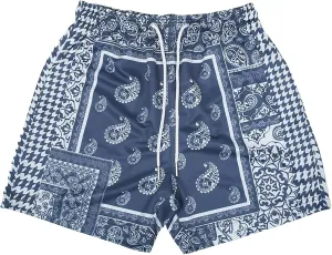 MECH-ENG Men's Paisley Shorts Mesh Graphic Bandana Print Boho Summer Beach Lightweight Drawstring Shorts