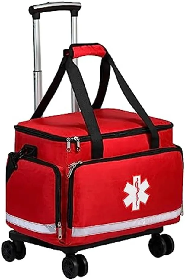 Medical Bag Rolling Roller Bag Trolley Duffel Nurses EMT CNA RN Empty for First Aid Responder Home Health Care Nursing Student Roll Duffle Bag Carry on Wheels Wheeled Work Physicians Doctor