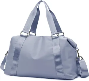 Medium Duffle Bag Travel Tote Bags 18 Inch Sport Gym Bag for Women Men Light Weekender Overnight Hospital Carry on Bag with Wet Pocket Beach Yoga Workout Mommy Diaper Bag (Blue)