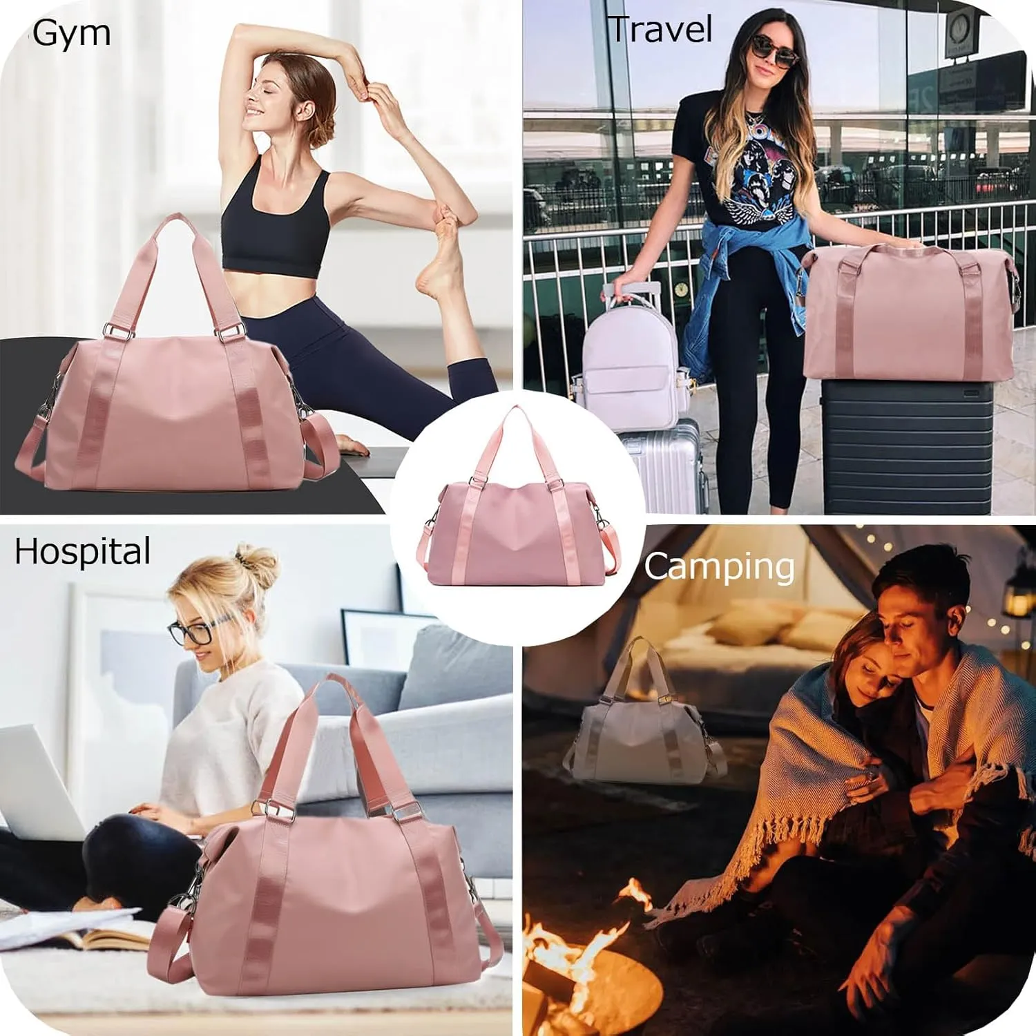 Medium Duffle Bag Travel Tote Bags 18 Inch Sport Gym Bag for Women Men Light Weekender Overnight Hospital Carry on Bag with Wet Pocket Beach Yoga Workout Mommy Diaper Bag (Blue)