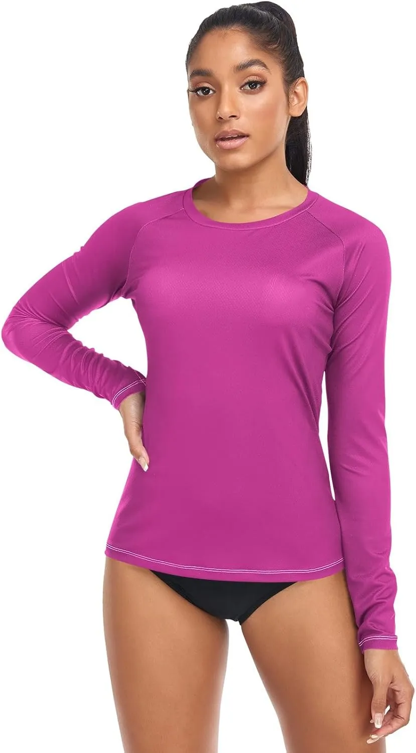 Medium Violet Red Stylish and Comfortable Womens Rash Guards with Sun Protection UPF 50 X-Small