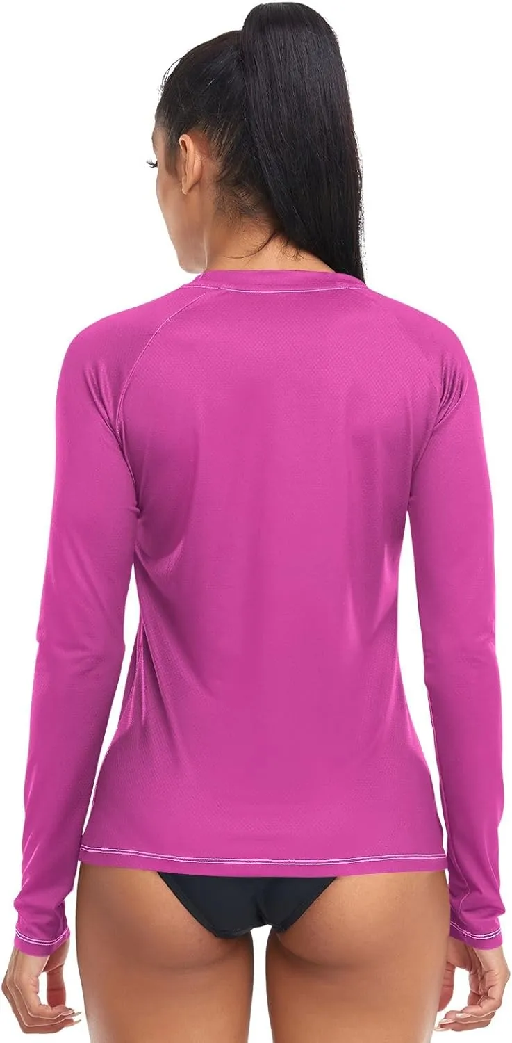 Medium Violet Red Stylish and Comfortable Womens Rash Guards with Sun Protection UPF 50 X-Small