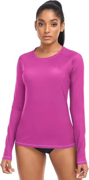 Medium Violet Red Stylish and Comfortable Womens Rash Guards with Sun Protection UPF 50 X-Small