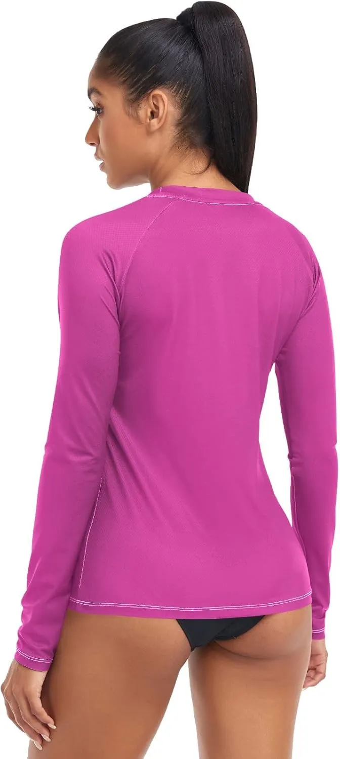 Medium Violet Red Stylish and Comfortable Womens Rash Guards with Sun Protection UPF 50 X-Small