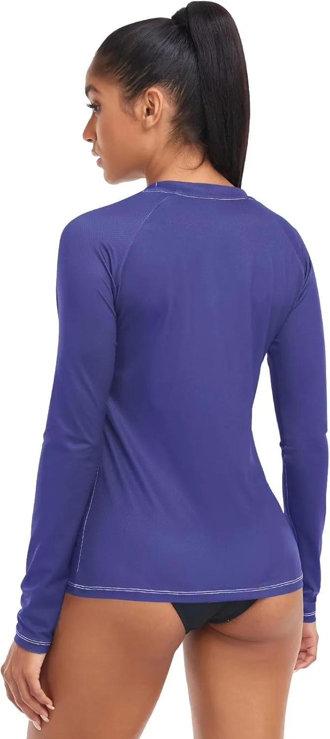 Medium Violet Red Stylish and Comfortable Womens Rash Guards with Sun Protection UPF 50 X-Small