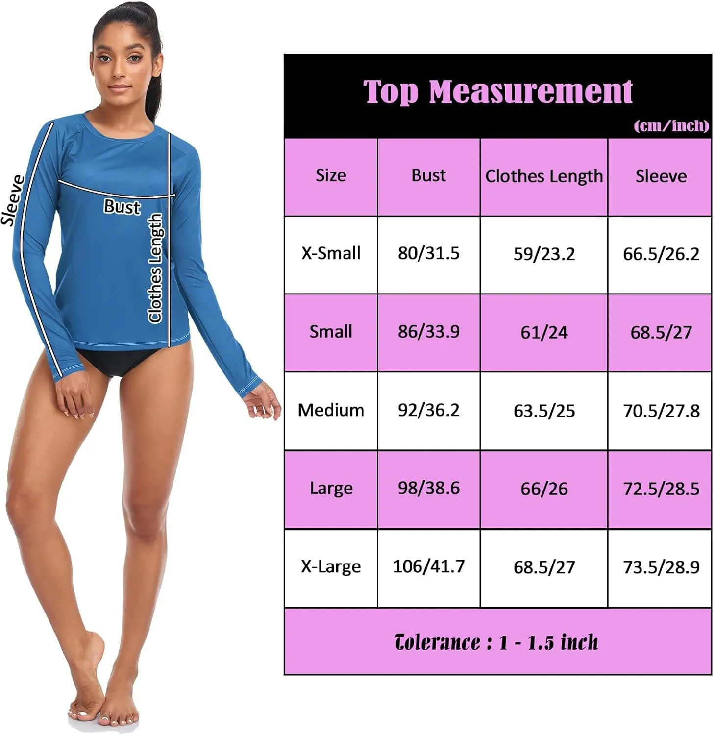 Medium Violet Red Stylish and Comfortable Womens Rash Guards with Sun Protection UPF 50 X-Small